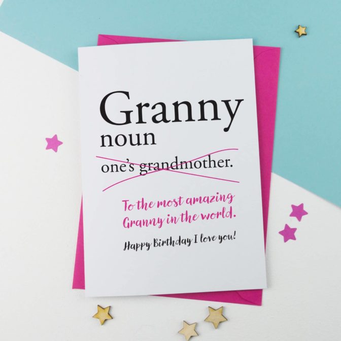 Dictionary Gran, Nan, Nanna, etc Personalised Birthday Card
