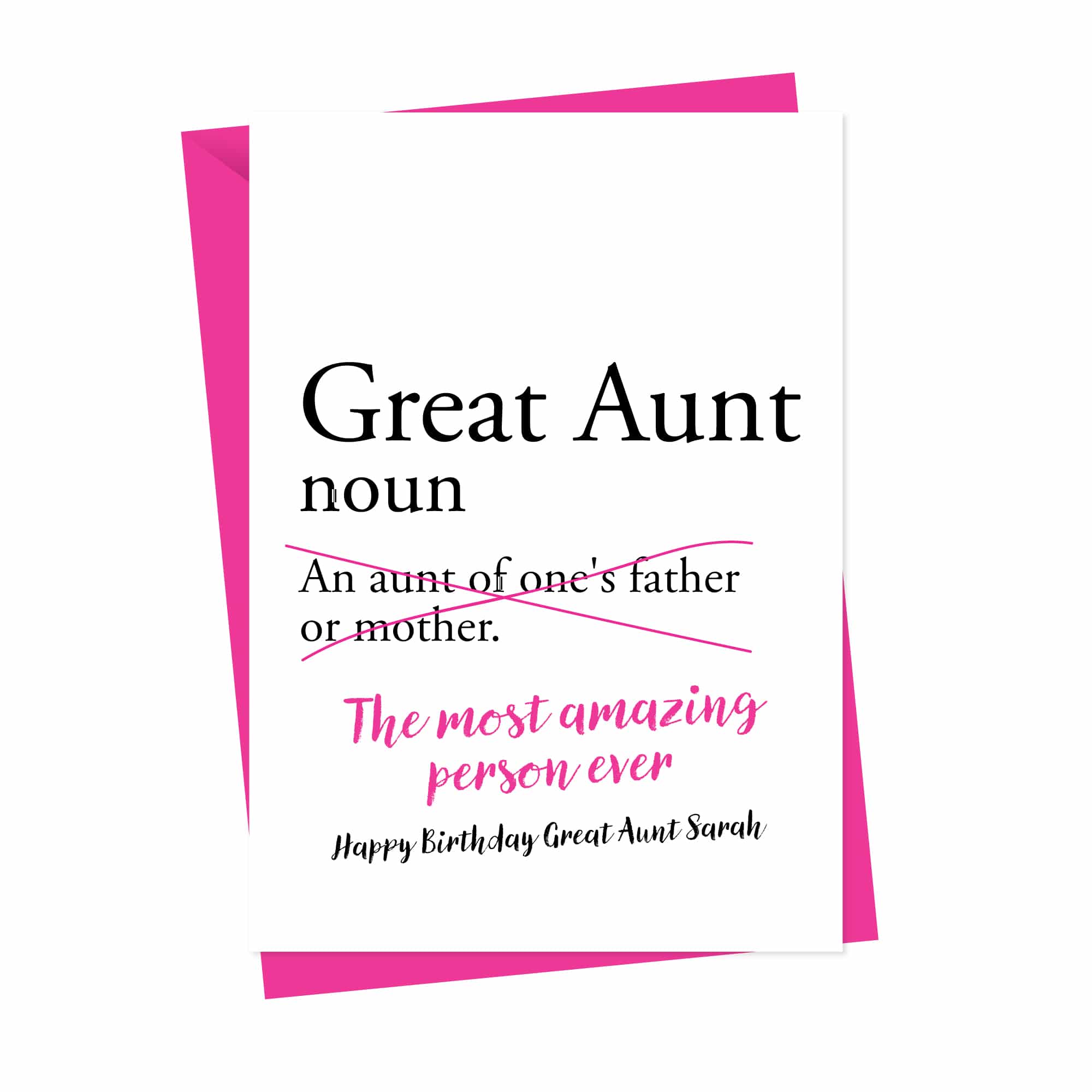 Dictionary Great Aunt Personalised Birthday Card