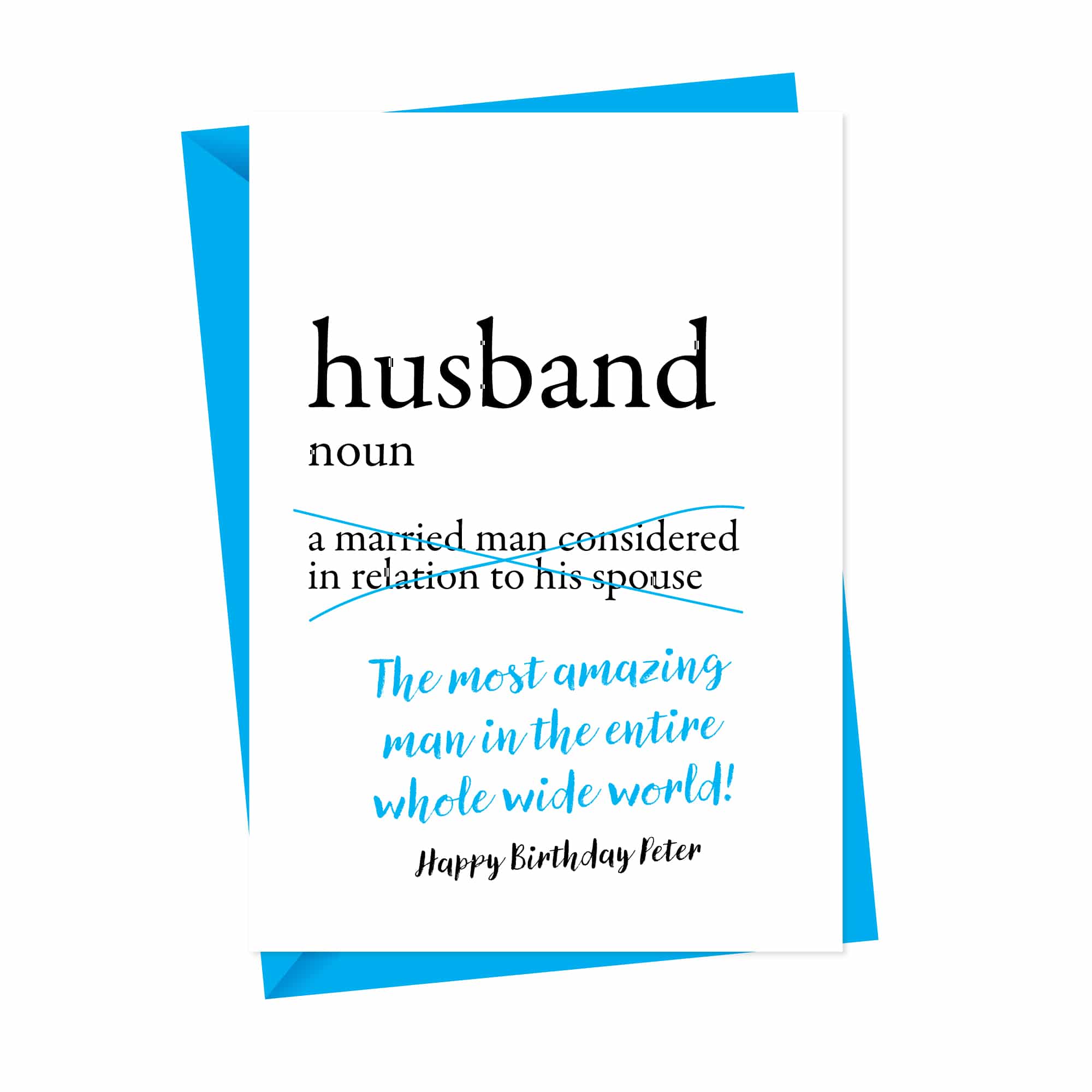 Dictionary Husband Personalised Birthday Card