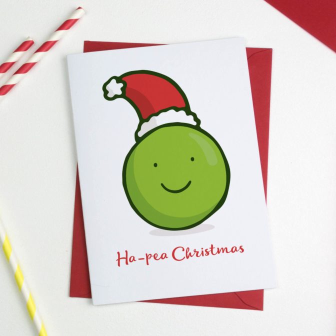 Cute And Funny 'Ha Pea' Christmas Card