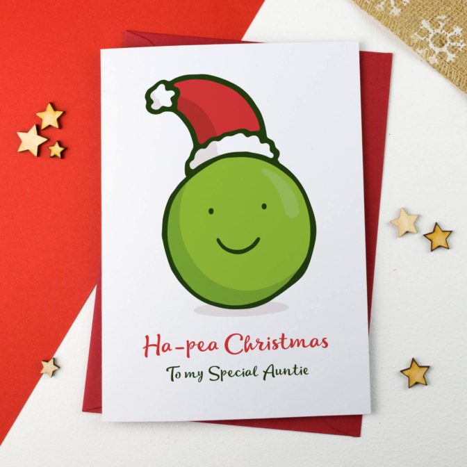 Cute And Funny 'Ha Pea' Christmas Card