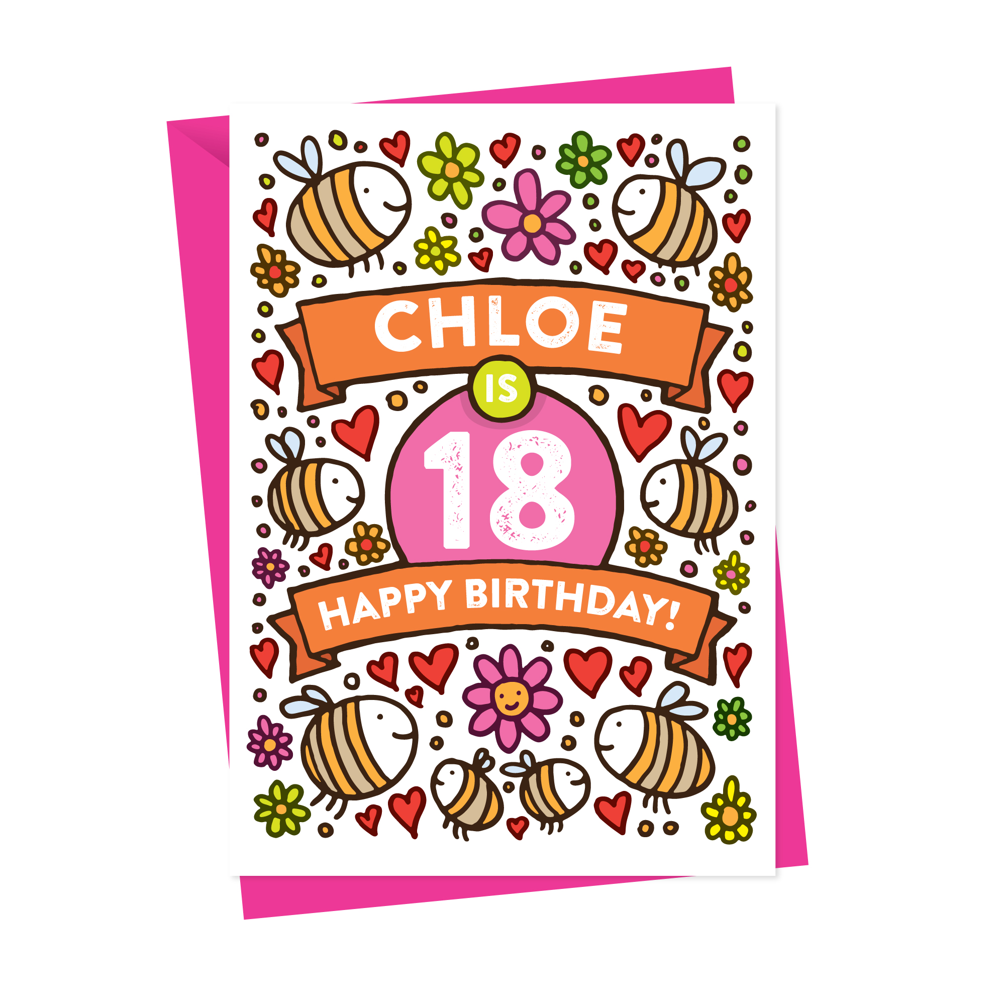 Personalised Bee's Illustrated Birthday Card