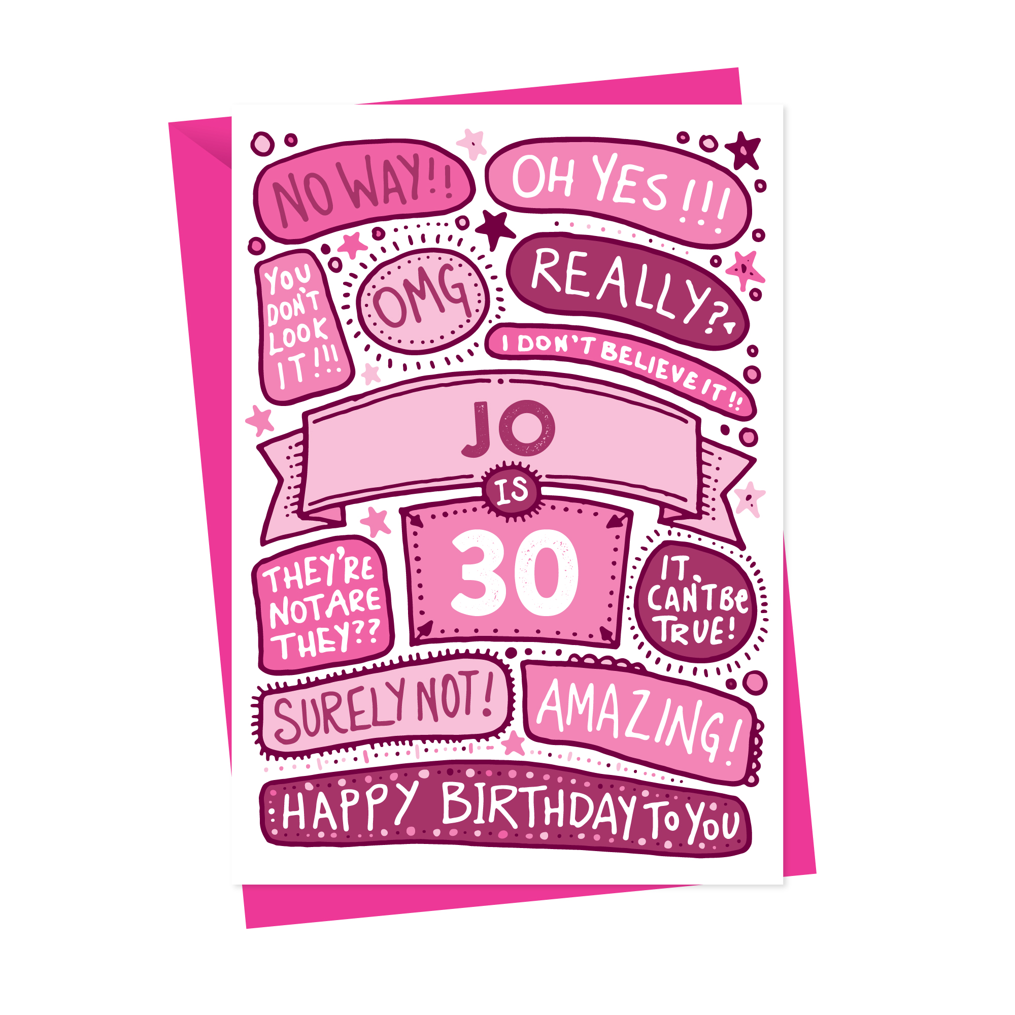 Omg No Way Birthday Personalised Illustrated Card