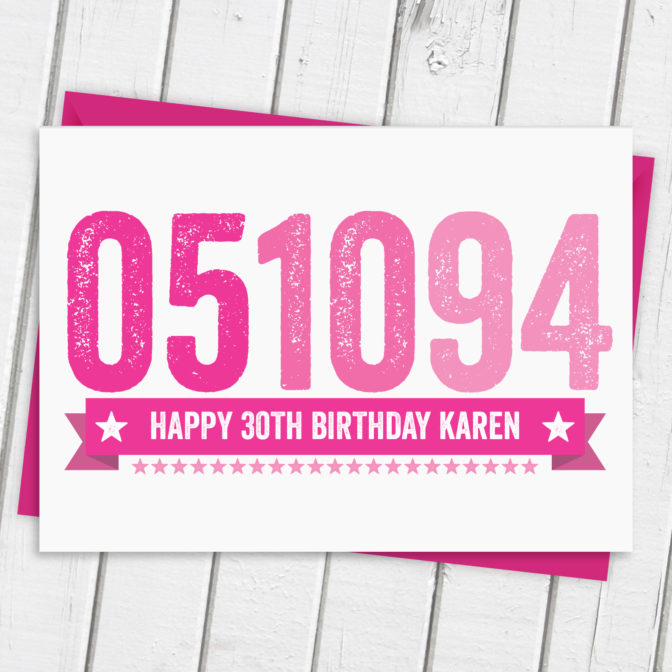 Birthday Date Card Personalised