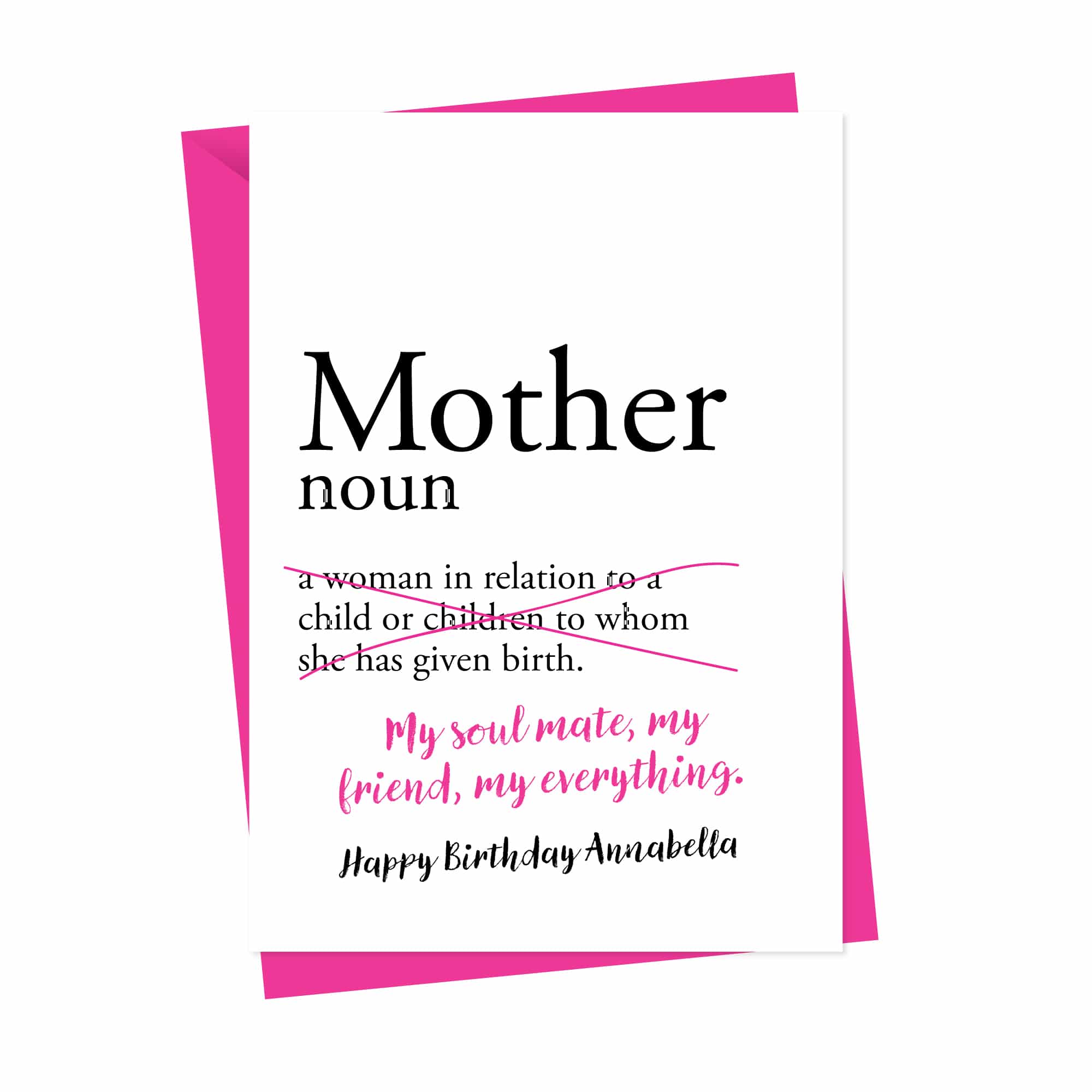 Dictionary Mum/Mummy/Mother Personalised Birthday Card