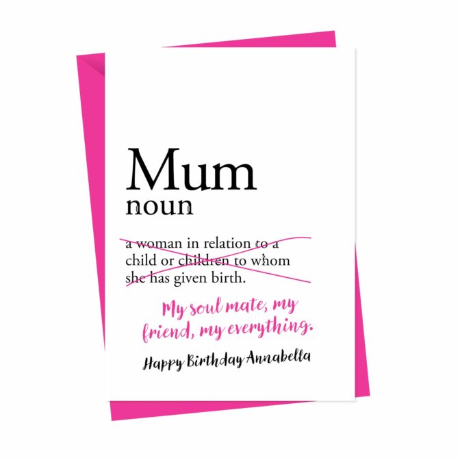 Dictionary Mum/Mummy/Mother Personalised Birthday Card