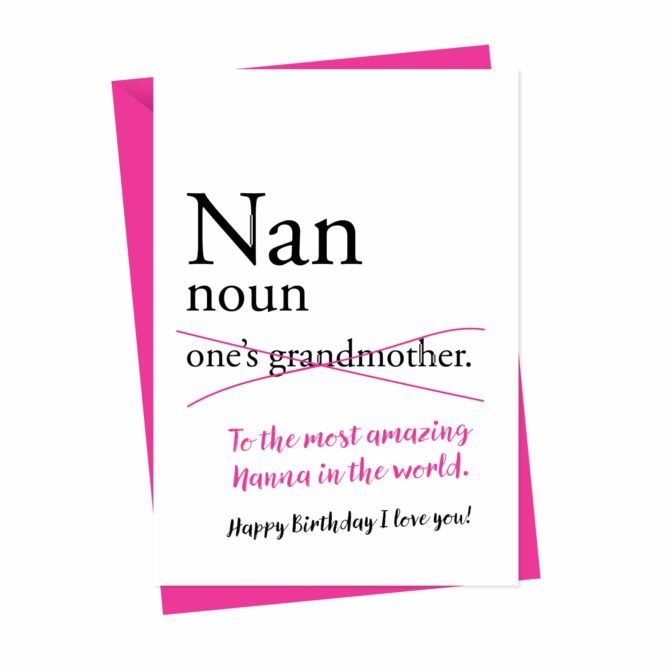 Dictionary Gran, Nan, Nanna, etc Personalised Birthday Card