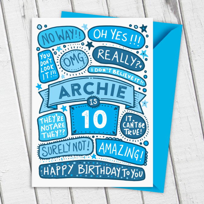 Omg No Way Birthday Personalised Illustrated Card