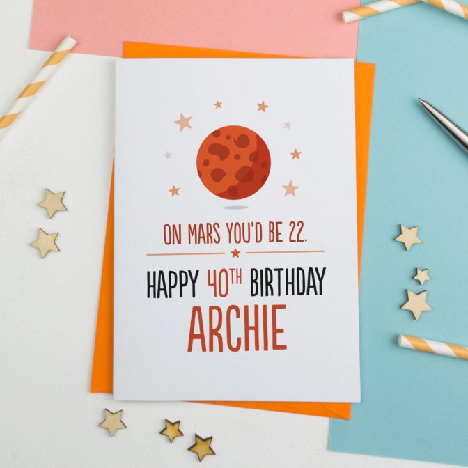 On Mars You'd Be… Personalised Birthday Card