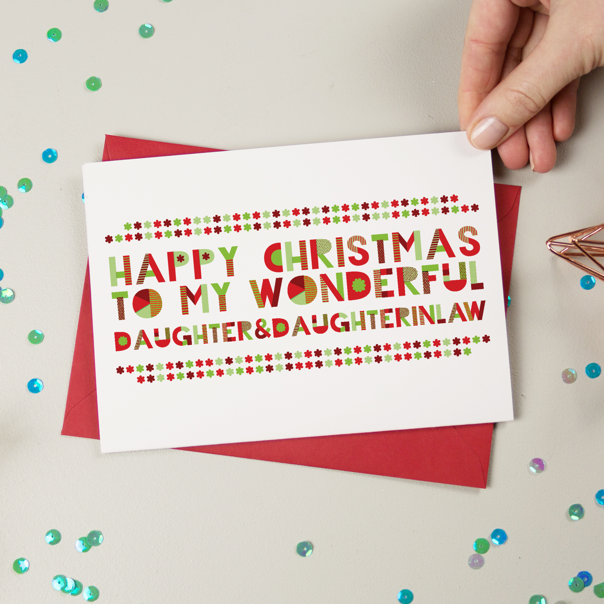 Wonderful Daughter & Daughter in Law Christmas Card  AisforAlphabet