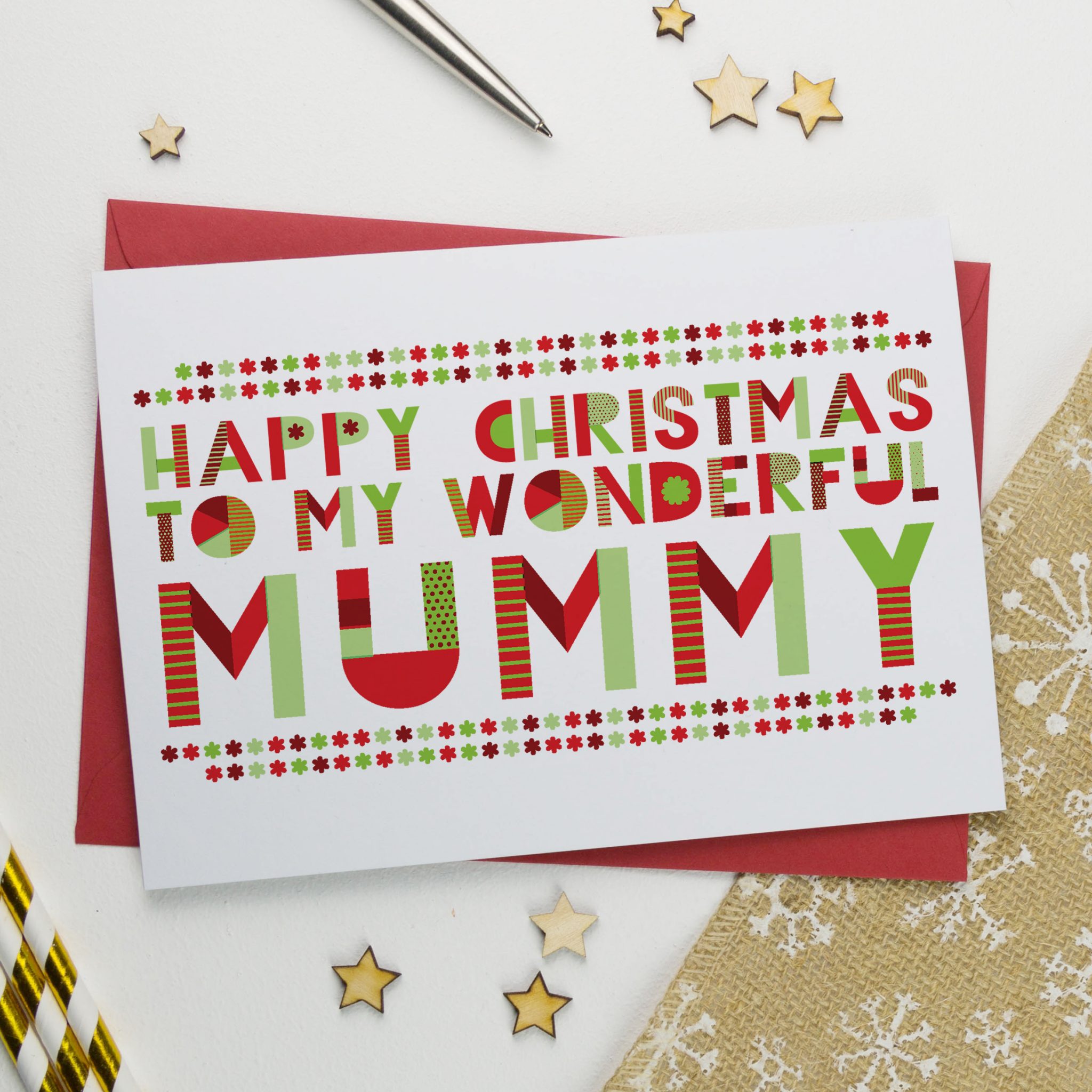 Wonderful Mum/Mummy/Mother Christmas Card AisforAlphabet