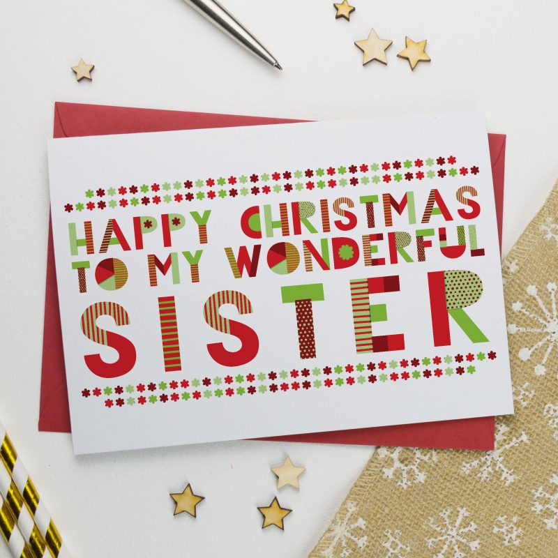 Wonderful Sister Christmas Card - Christmas Card - A is for Alphabet