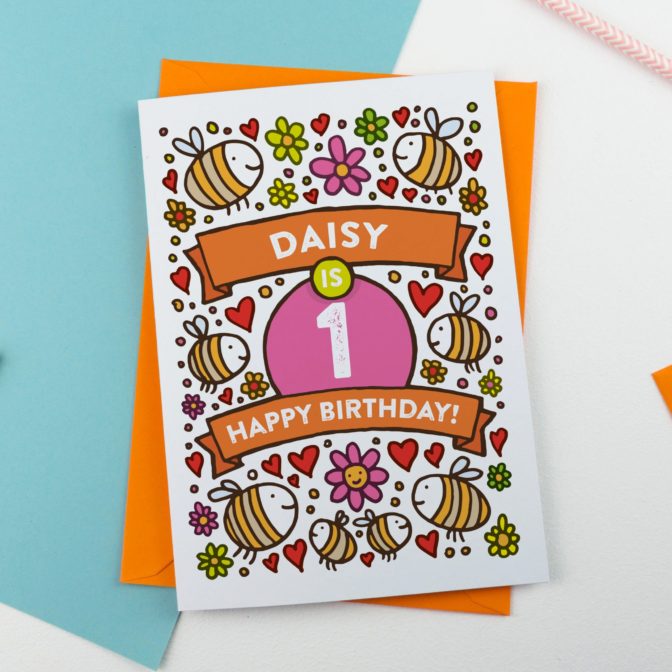 Personalised Bee's Illustrated Birthday Card