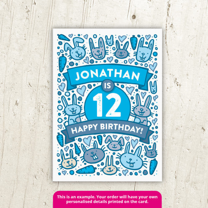 Personalised Rabbit Birthday Card Any Age