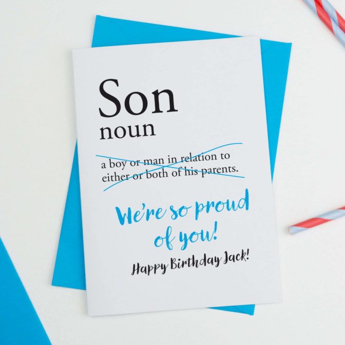 Dictionary Son Personalised Birthday Card