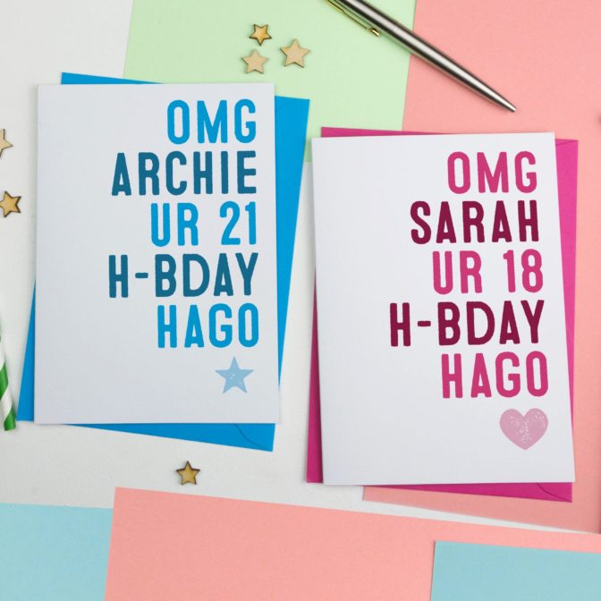 Text Speak Personalised Birthday Card