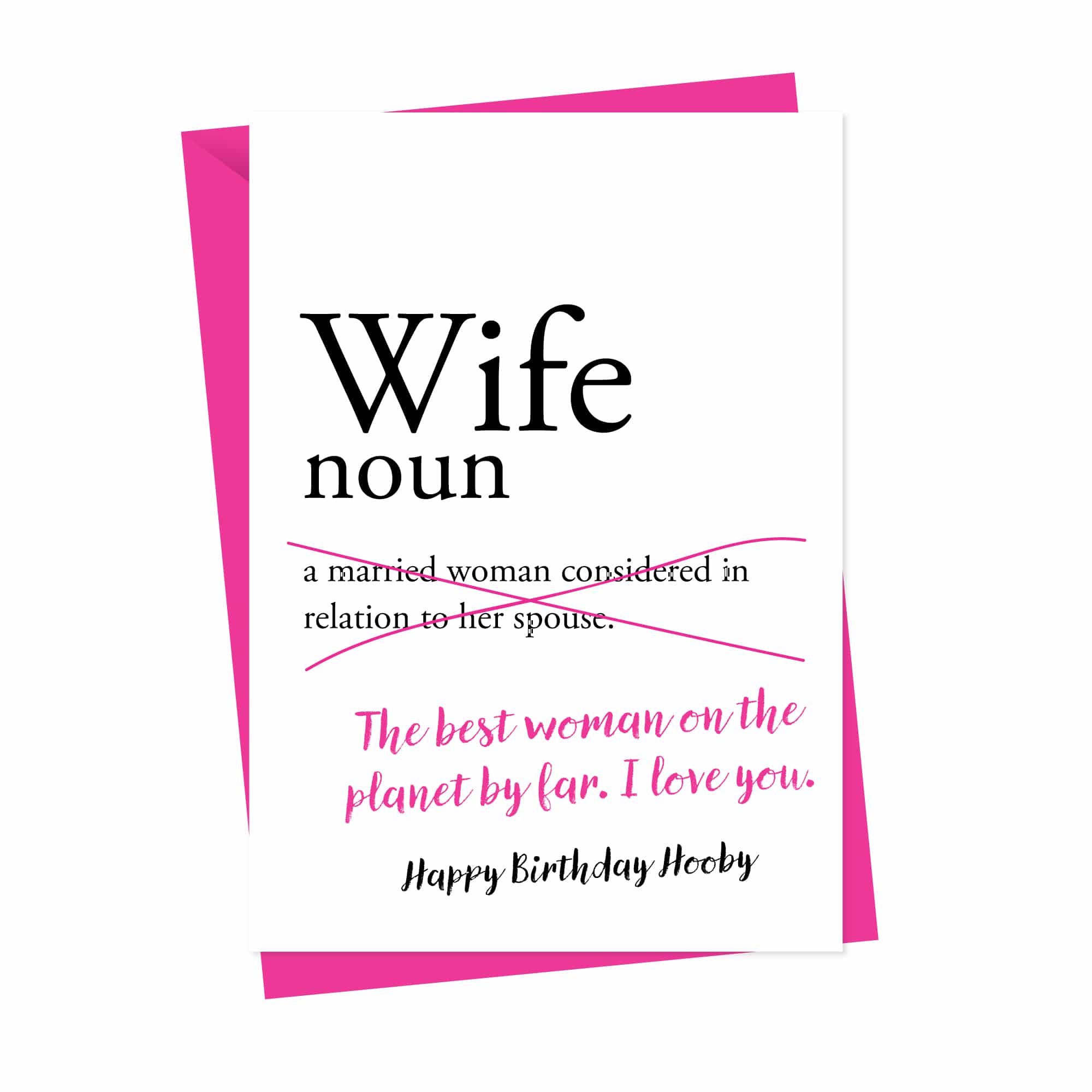 Dictionary Wife Personalised Birthday Card