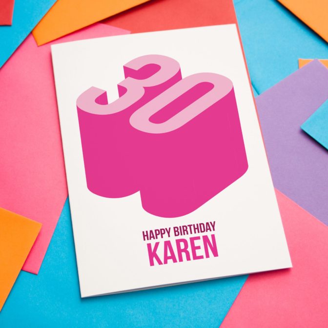 Happy Birthday Age Card Blue Or Pink Any Age