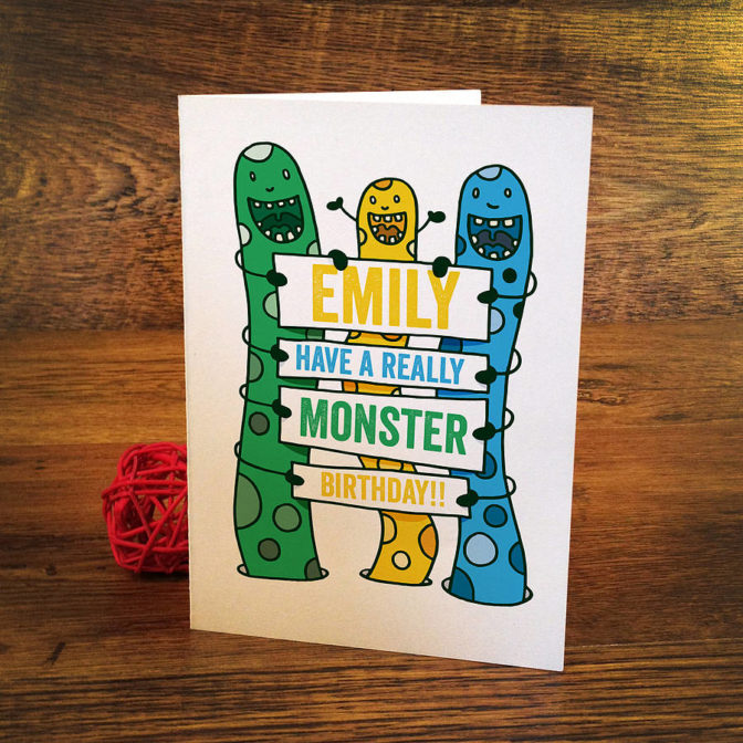 Personalised Monster Birthday Card