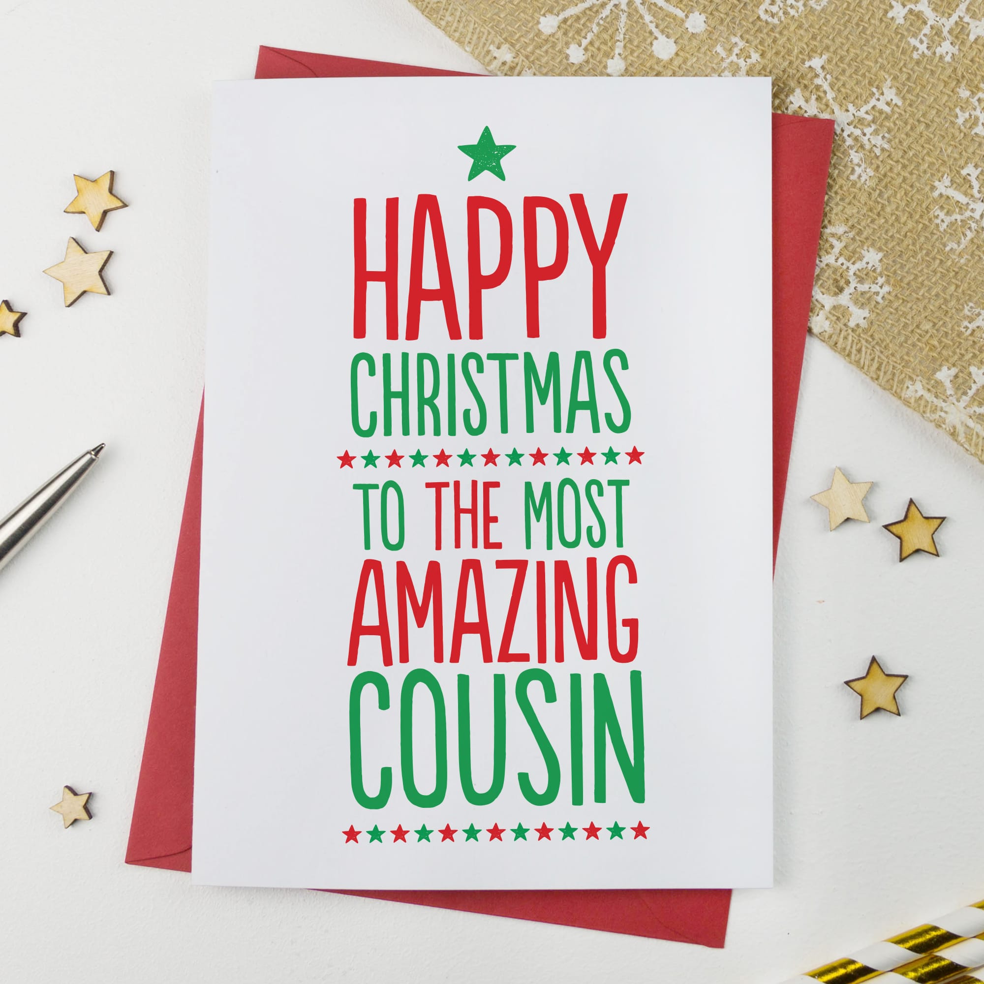 Amazing Christmas Cousin Card - A is for Alphabet