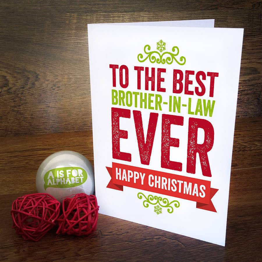Best Brother in Law Ever Christmas Card - A is for Alphabet
