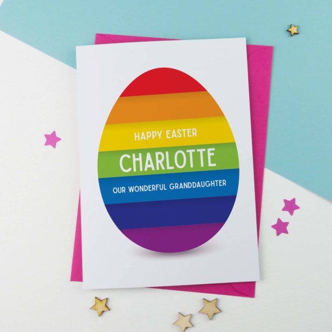 Personalised Rainbow Easter Egg Card For Kids