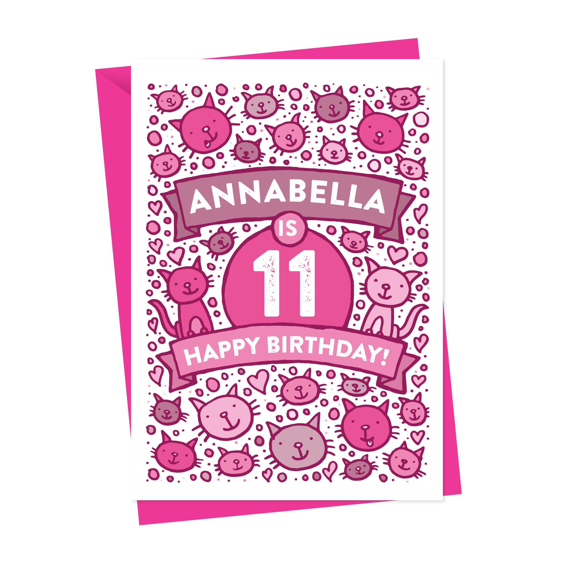 Personalised Cat Illustrated Birthday Card