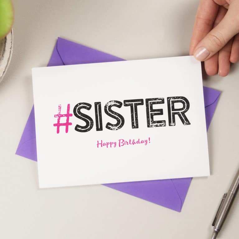 Hashtag Sister Birthday Card A is for Alphabet Birthday Card
